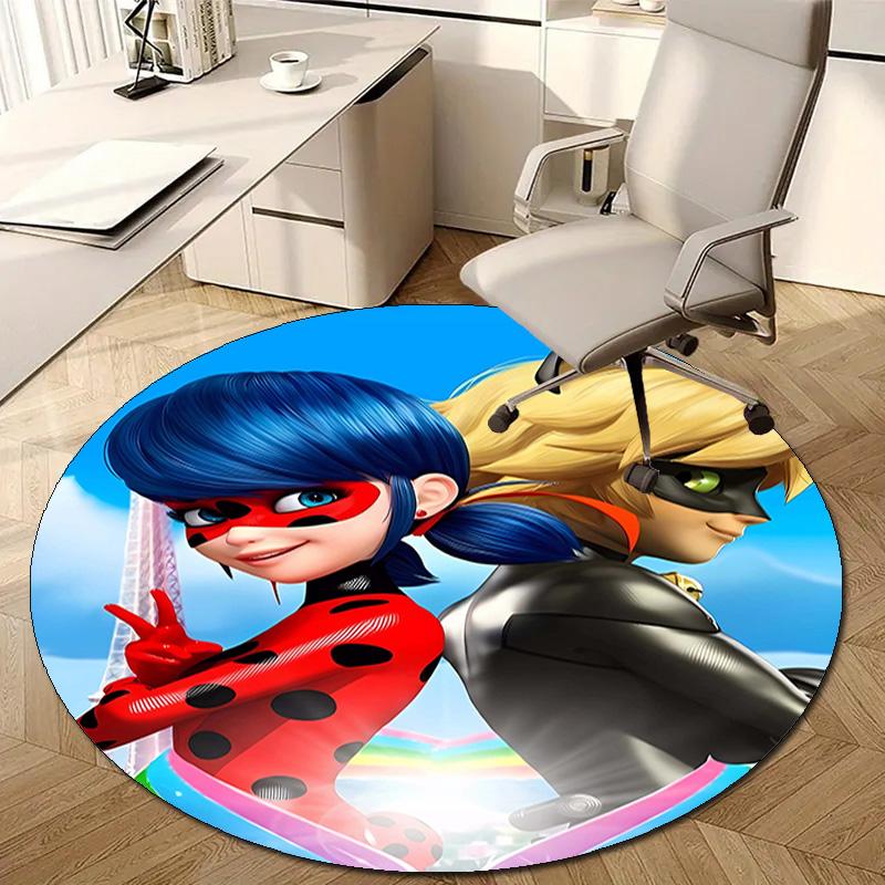 1pc Ladybug Design Printed Area Round Carpet for Bedroom Living Room Home Decor Rugs Mat Non Slip Mat Rug for Bedside