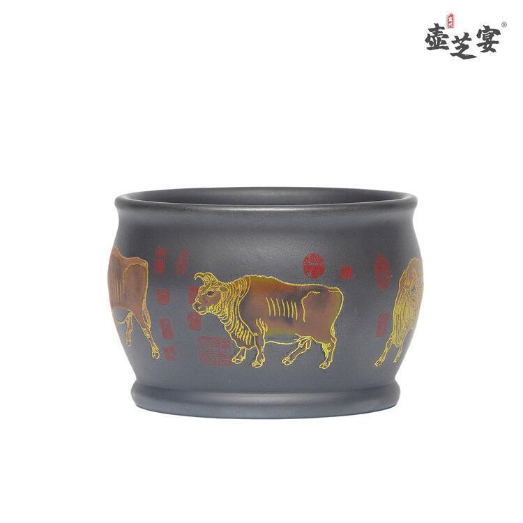 

200ml Yixing Purple Clay Zodiac Five Ox Teacup Creative Tea Bowl Water Jug Tea-tasting Personal Cup Chazhan Master Cups Cafes