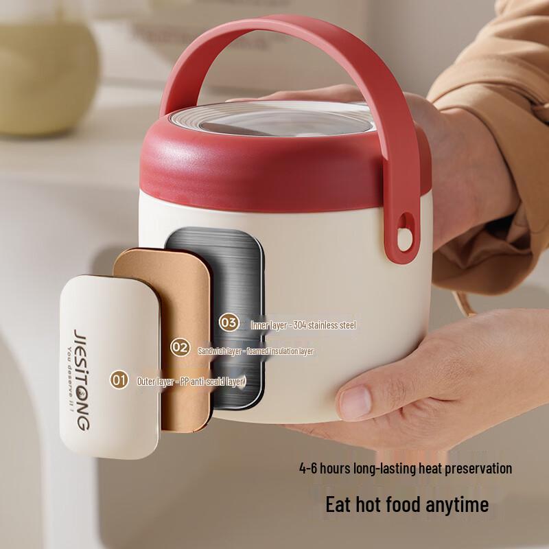 JIESITONG Double-Layer Insulated Stainless Steel Lunch Box