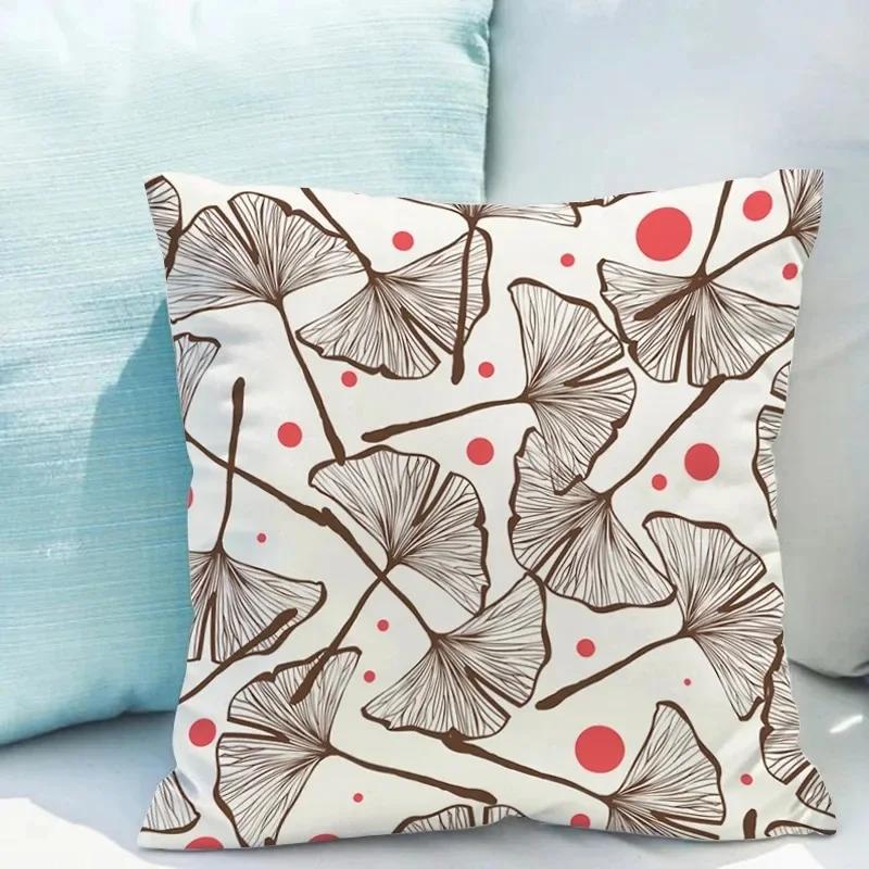 

Автомобиль Гостиная Диван Чехлы Простые линии Листья гинкго Узор Роскошные украшения дома Наволочка 66x66cm бордовый