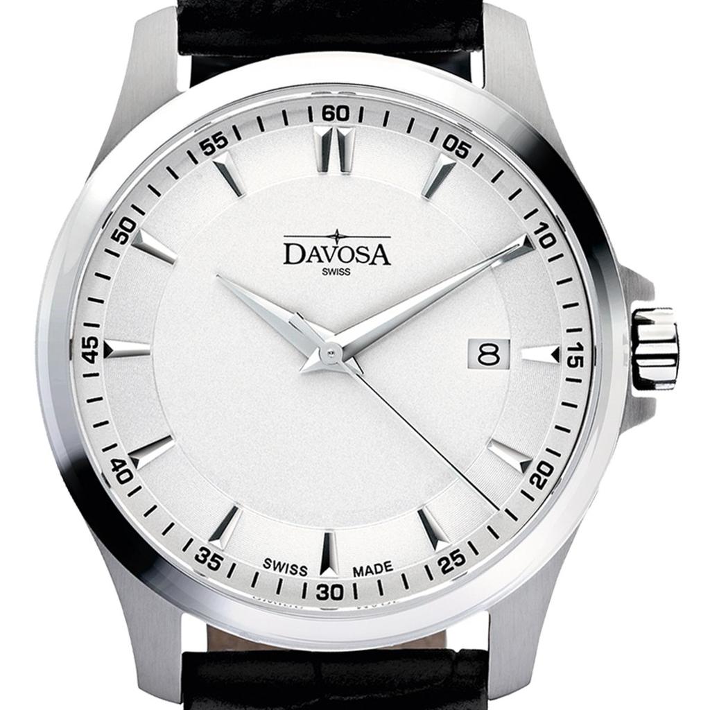 3 Hand Date 10 ATM Water Resistant Classic Quartz Swiss Made Black [Davosa] 162.466.15 Men's