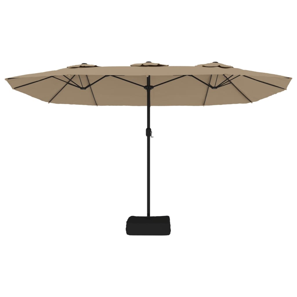 Vidaxl Ombrellone Doppio da Giardino con LED, Colore Taupe, 449X245 Cm