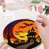 For CHENISTORY Halloween DIY Wool Needle Felt Landscape Embroidery Kit Handmade Painting with Canvas Support