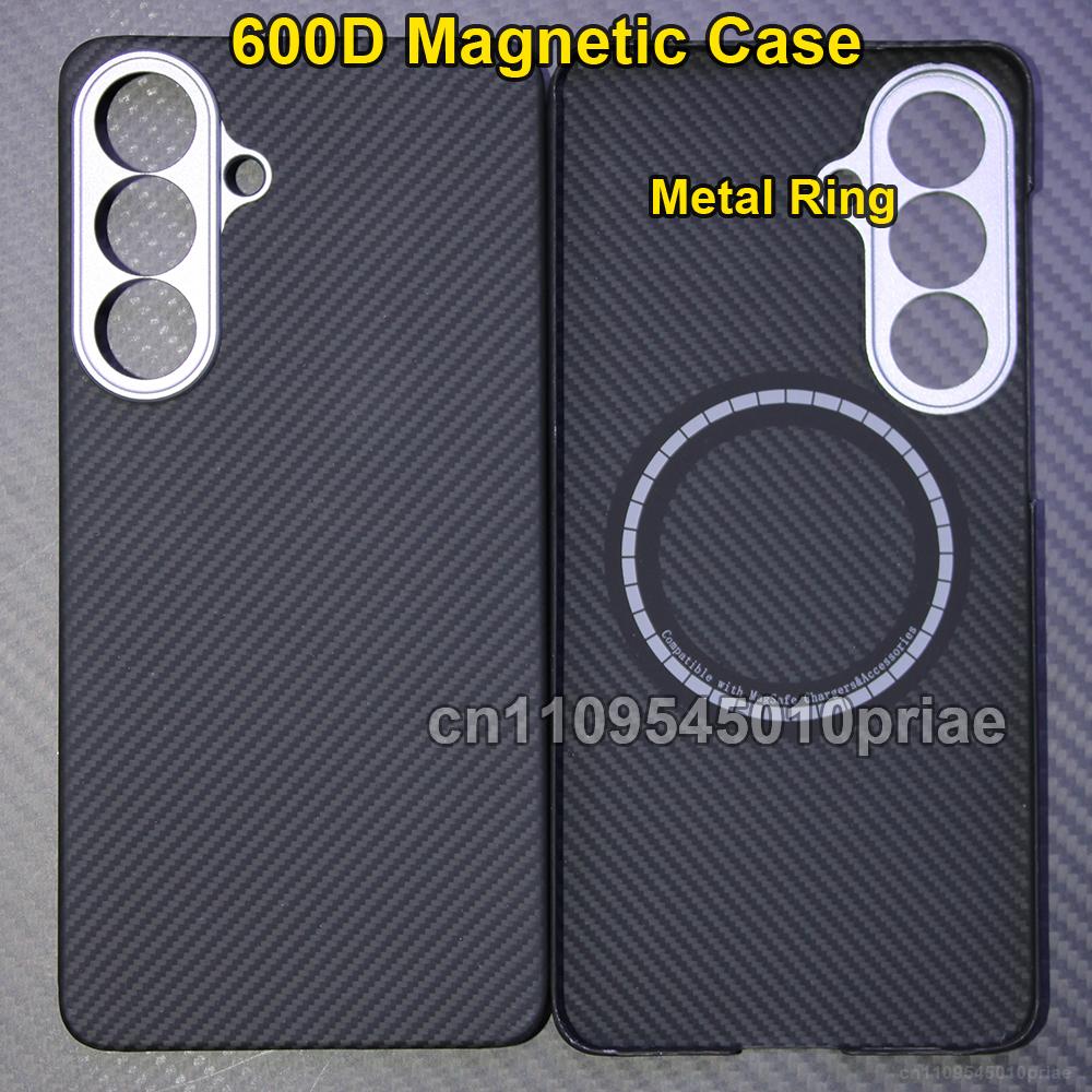 Carbon Fiber Aramid Magnetic Case for Samsung Galaxy S26+ Kevlar Fabric S26plus Thin Hard Lightweight Cover Magnetic Balck Red