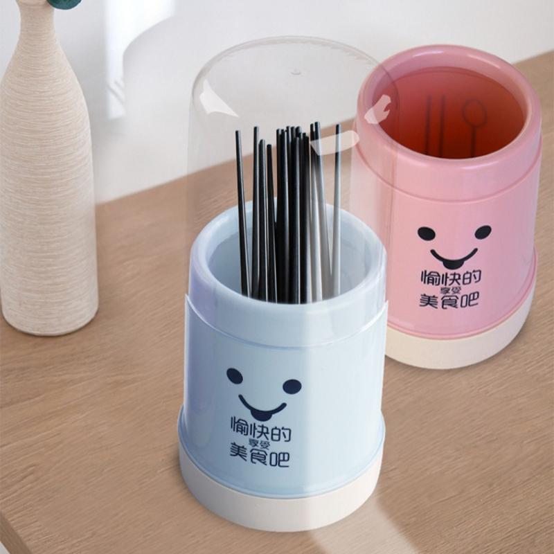 Large Capacity Chopsticks Spoon Holder with Lid Standing Plastic Storage Container Drain Drying Rack Kitchen Accessories Cocina