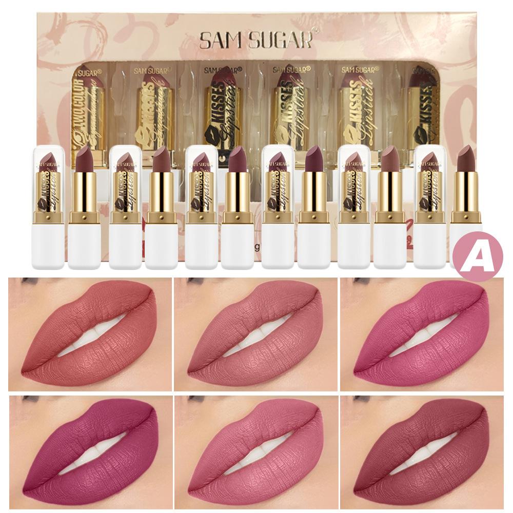 Long Wearing Pearlescent Lipstick Set Waterproof Lip Gloss High Shine Moisturizing Non Stick Cup Matte Balm