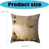 Soft Short Plush Cushion Cover Gold Moon Ethnic Festival Print 45x45cm Standard Size for Home Decoration