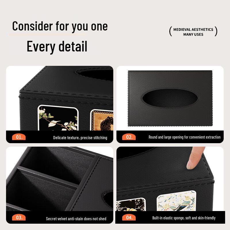 FAJIENUO Luxury Vintage Leather Tissue Box
