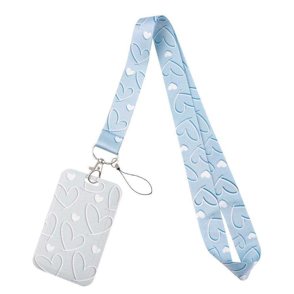 Keyring Accessories Minimalist Style Heart Credential Holder Heart Pink Key Lanyards Protective Case Students Supplies