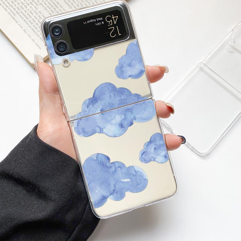 Cute Cartoon Candy Painted Fashion Phone Case For Samsung Galaxy Z Flip 3 4 5 6 7 Hard Folding Z Flip4 Clear PC Cover Gift