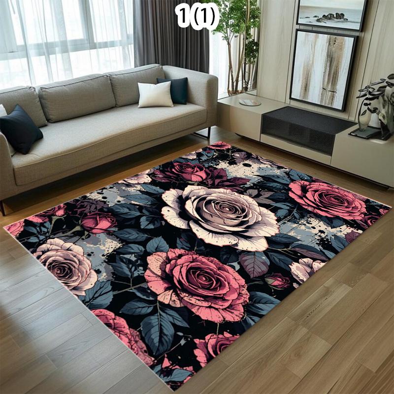 Elegant Flowers Carpets Comfortable Color Live Room Floor Mat Home Decor Soft Non-slip Kid Room Bedroom Easy To Clean Sofa Rugs