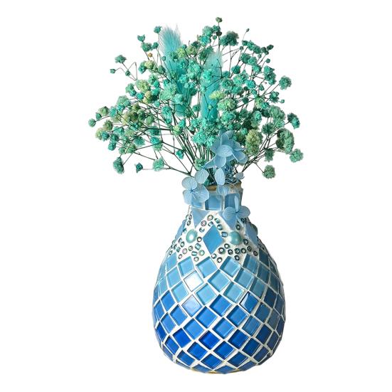 1 Set Handmade Mosaic Vase Kit with Wooden Vase Mosaic Tiles Tools Kids Adults Beginner Handcrafted