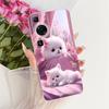 Clear For Huawei P60 Case Cute Cat Fashion Butterfly Funny Painted Casing For Huawei P60 Pro MNA-AL00 MNA-LX9 Cover