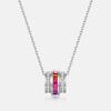 Rainbow Zircon Necklace - Women's S925 Silver Colored Gem Clavicle Chain European & American Fashion