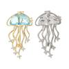 Women Brooch Blue Faux Crystal Jellyfish Shape Lapel Pin Suits Coats Bags Scarves Badge Versatile Accessory