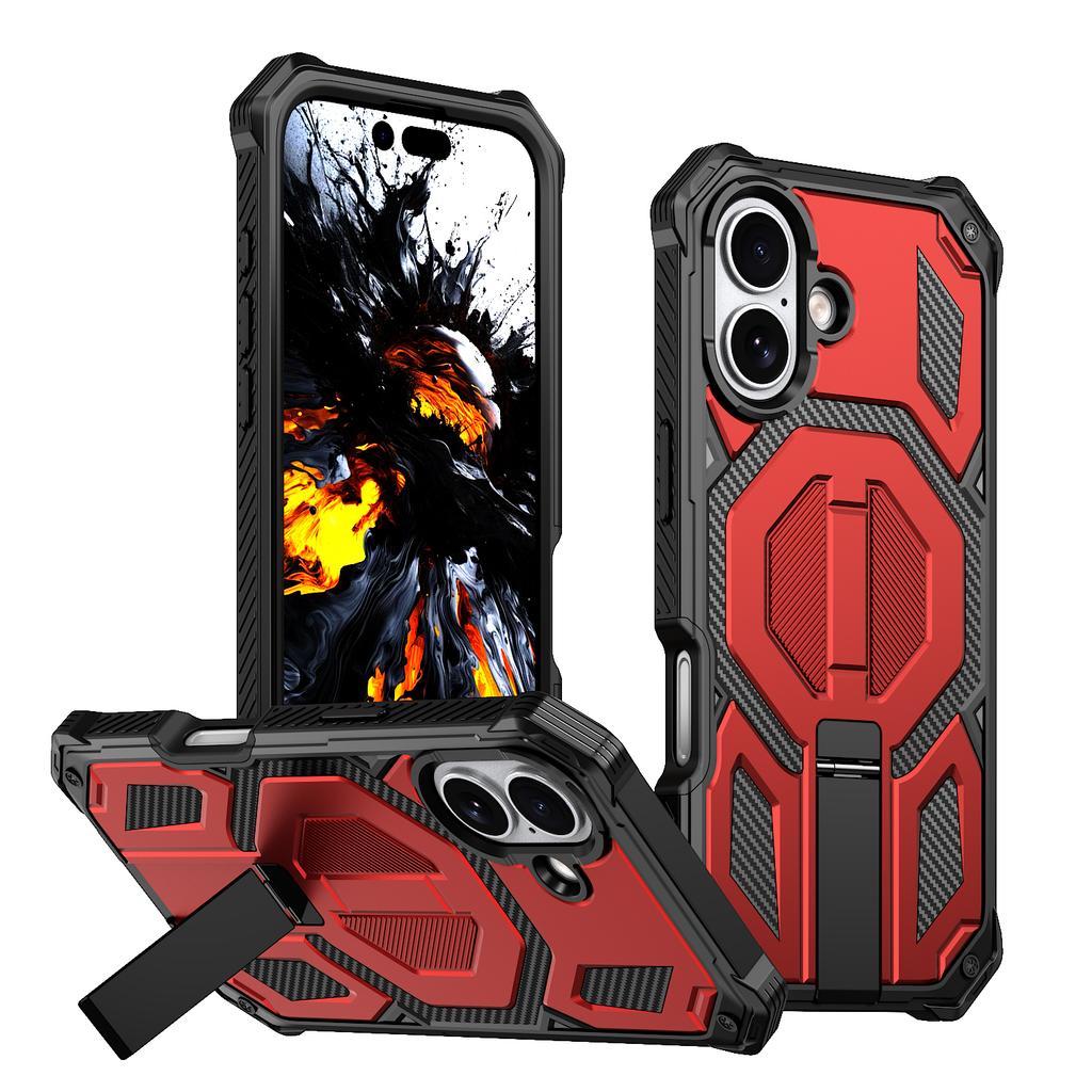 For iPhone 17 Magnetic Case Rotating Kickstand PC + TPU Shockproof Drop-proof Phone Cover