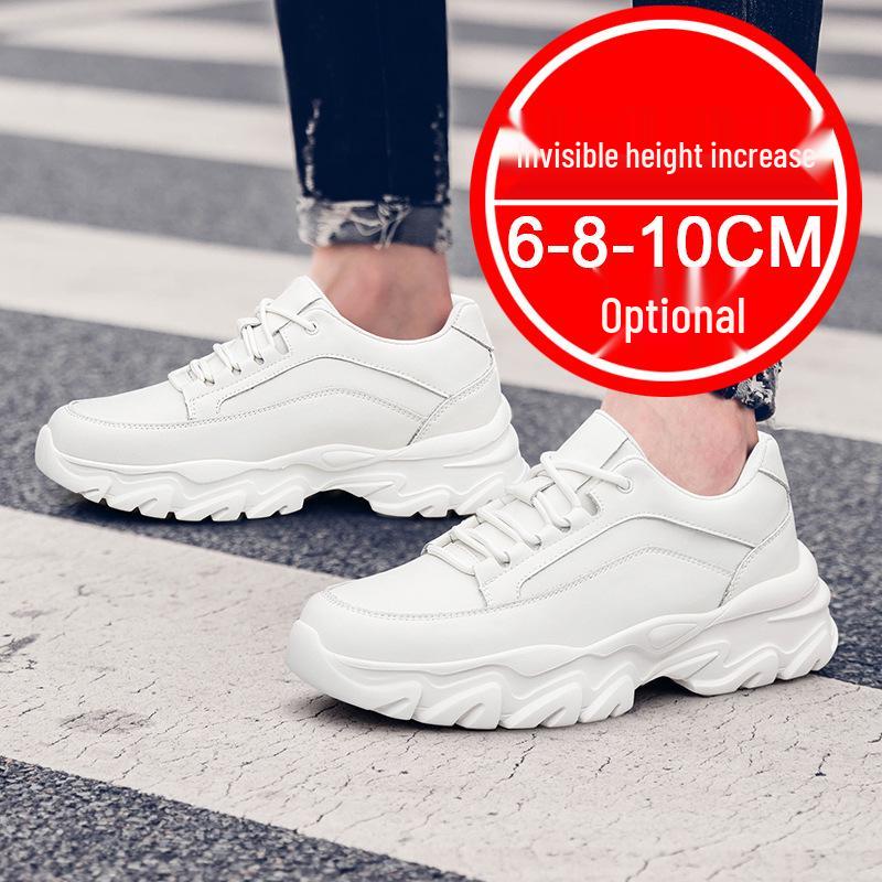 Men's 8cm Height Increasing White Breathable Casual & Running Shoes