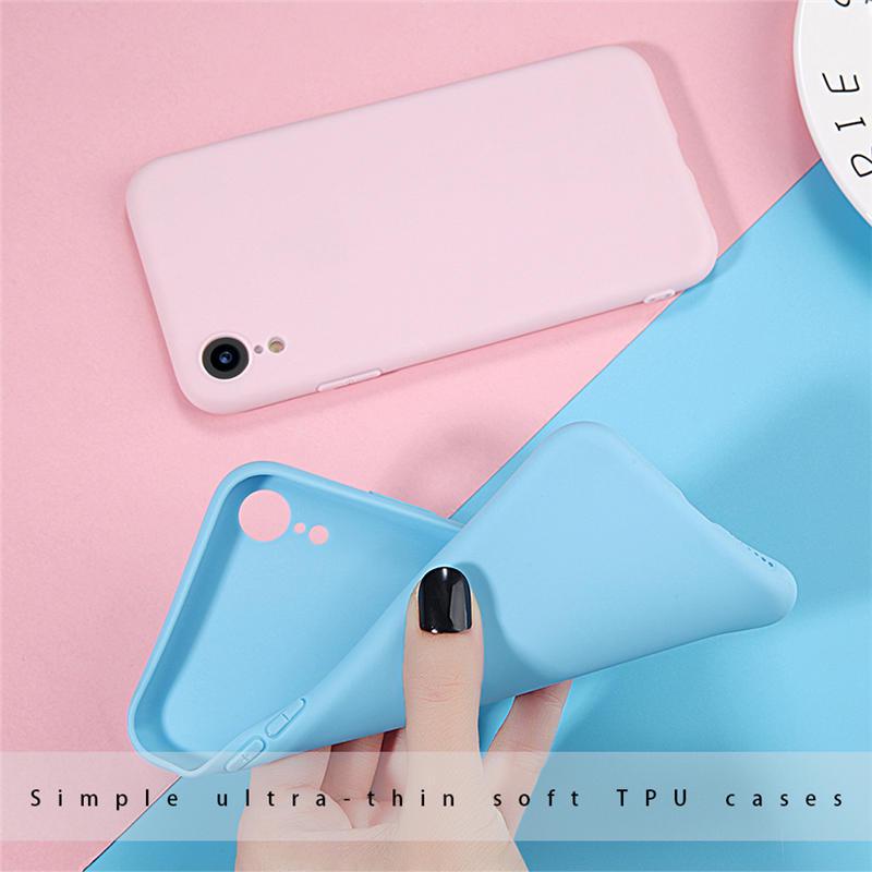 Basit Düz Renk Telefon Kılıfı iPhone X 8 7 6 6s Artı 5 5s SE XS Max XR X Mat Şeker TPU Silikon