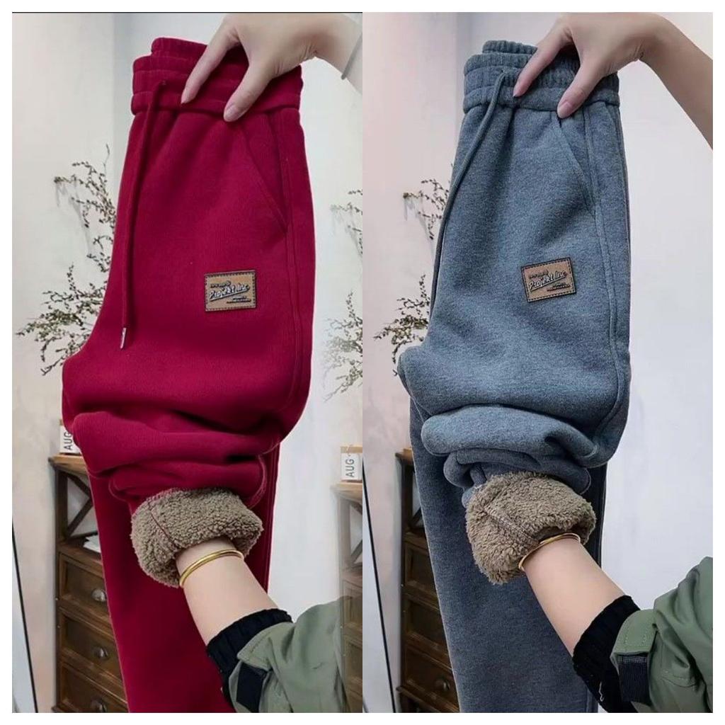 Autumn Winte RWomen Thick Fleece Pants Fashion Warm Plush Pants Casual ElasticSports Sweatpants