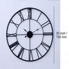 Metallfiguren Themen Römische Moderne Zeit Stück Große Hängende Dekorative Analog Wanduhr Mit Skulptur Kunst (Schwarz, 75 cm)