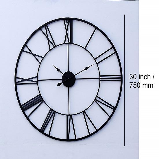 Metallfiguren Themen Römische Moderne Zeit Stück Große Hängende Dekorative Analog Wanduhr Mit Skulptur Kunst (Schwarz, 75 cm)