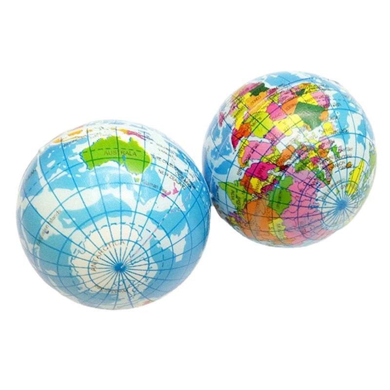 76mm PU Foam Globe Decompression Toy Ball for Kids