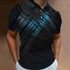 Modern geometric print short-sleeve polo shirt, casual and versatile for daily wear.