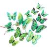 Green 3D Magnet Butterefly Self Adhesive Home Décor Wall Décor Wall Sticker (Set of 12)