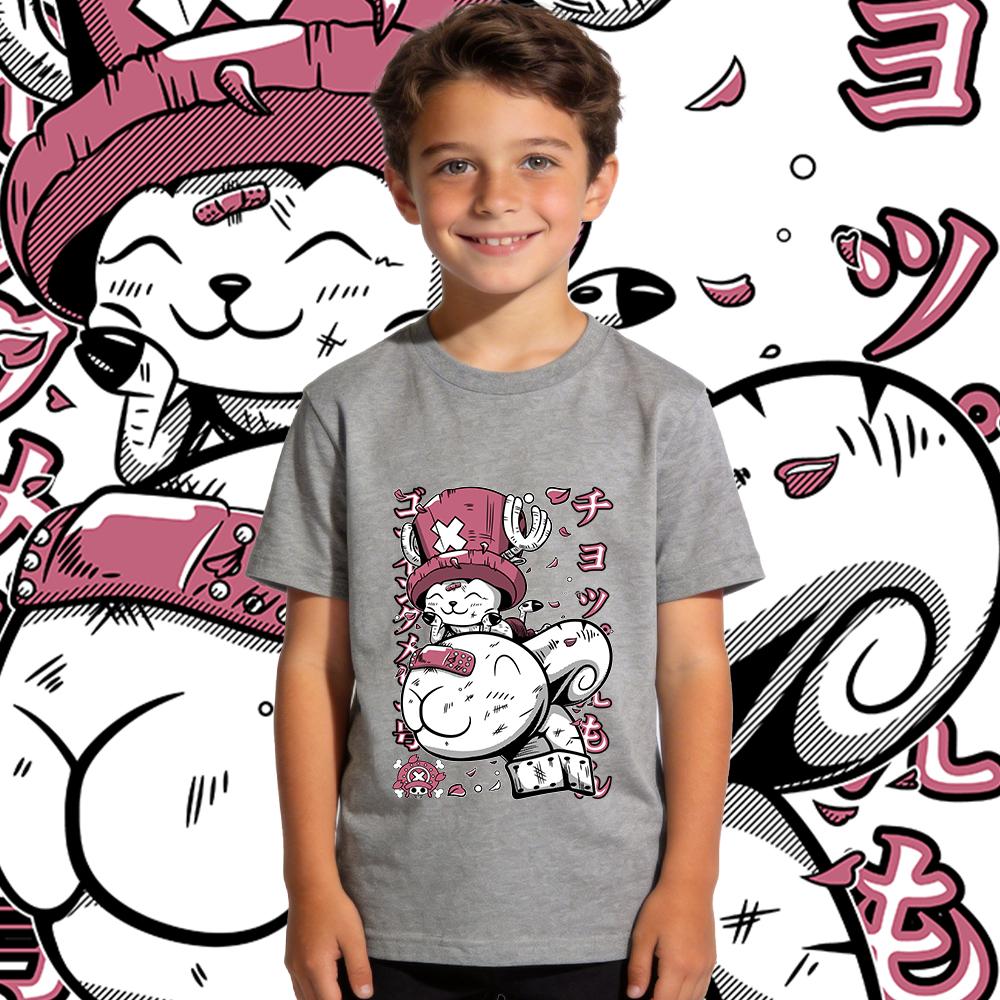 One Piece Chopper x Vogue Merry Anime Print Cotton T Shirt for Boys Girls Casual Summer Top Kids Clothing
