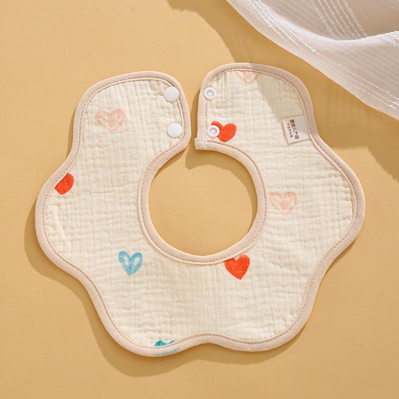 Class A Newborn Baby Saliva Towel Crepe Waterproof Petal Bib Autumn Winter Children Eating Cartoon Cotton Bib