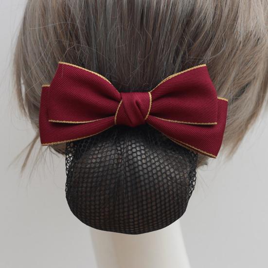 Hair Clip Satin Bowknot Decor Hair Net Bank Worker Hair Clip Versatile Hair Decoration Hair Accessory