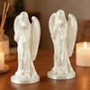 Collectible Desktop Handicraft 3D Printed Angel Figurine Statue, Vintage Desk Ornament with Flowing Robe & European Statue Wing, Matte Finish