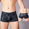 Männer Kunstleder Unterwäsche Mittelhohe 3D U-konvexe Schlange Leopardenmuster Shorts Höschen Dehnbare Skinny Shorts Slips