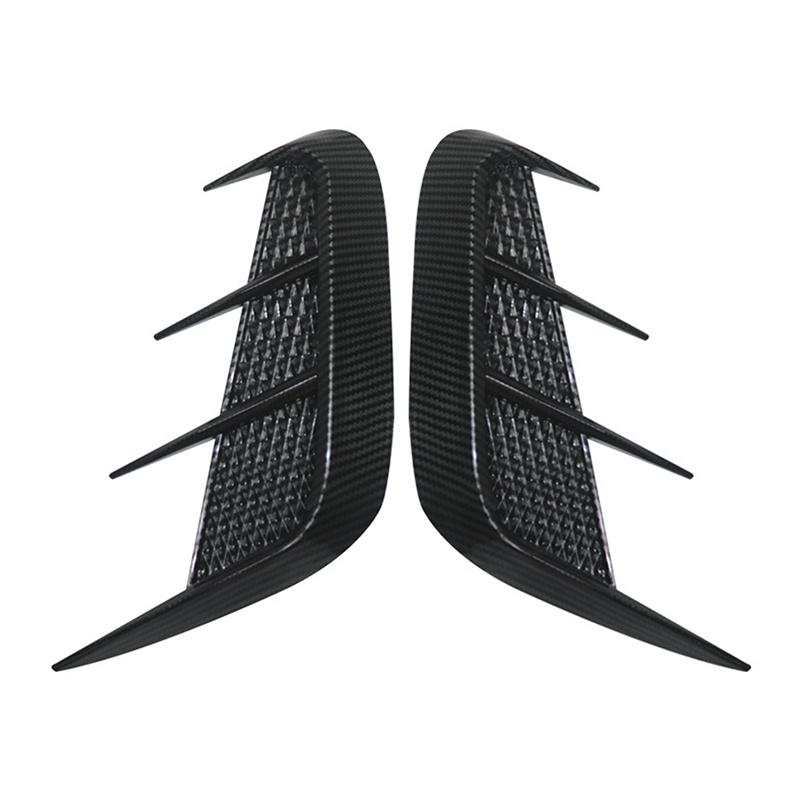 1 Pair Car Body Decoration Universal Carbon Fiber Pattern Soft Front Bumper Side Air Flow Vent Cover Diy Accessories