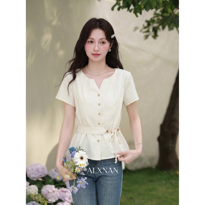 Lu Xiang Nan Women s French Style Apricot Short-Sleeve Blouse M абрикосовый