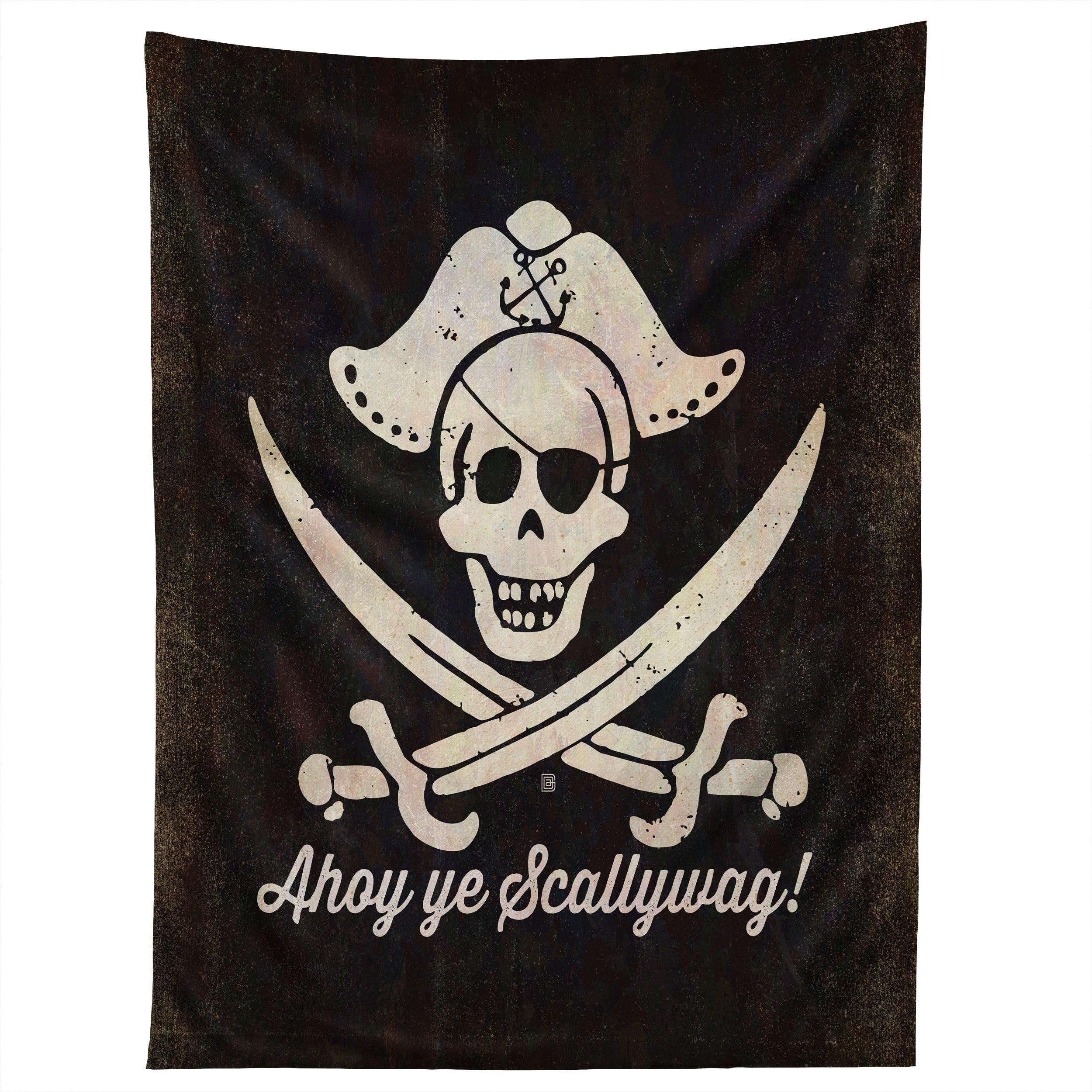 AHOY YE SCALLYWAG PIRATE FLAG tapestry 75x100 чёрный
