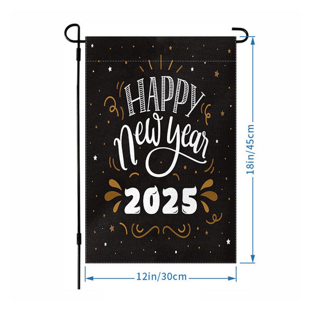 Happy New Year Garden Flag Seasonal Flags Garden Flag Double Sided Decorative Flags Yard Signs 2025 Holiday Garden Flags 12X18