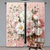 Set Of 2 Floral Curtain Delicate Pink Bouquet Spring Nature Blossoms Romantic Design Suitable Living Room Bedroom Kitchen Polyester Ideal For