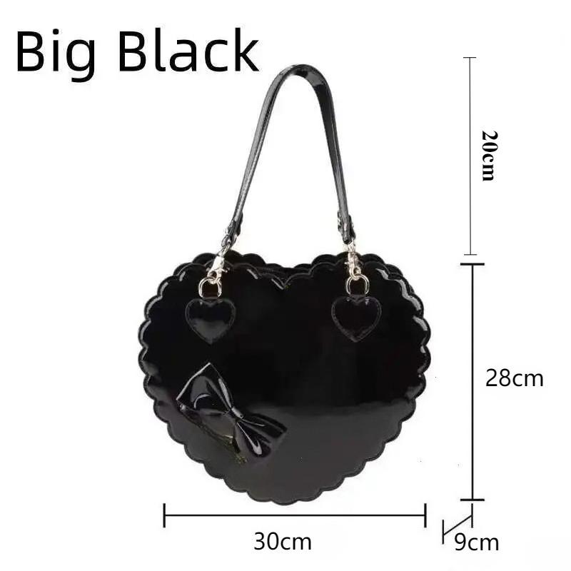 Sacs à main Lolita Cœur en PU Filles Nœuds Décoration Sacs à bandoulière japonais Deux tailles Portefeuilles Coquille Kawaii Sac bandoulière Rose Mignon Cadeaux