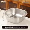 Stainless Steel Square Colander & Storage Basin Set for Washing Vegetables and Fruits