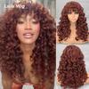 MERISIHAIR Afro Women Long Ginger Curly Wigs for Black Women Fluffy Long Curly Wig with Bangs Afro Big Bouncy Wig for Daily Use