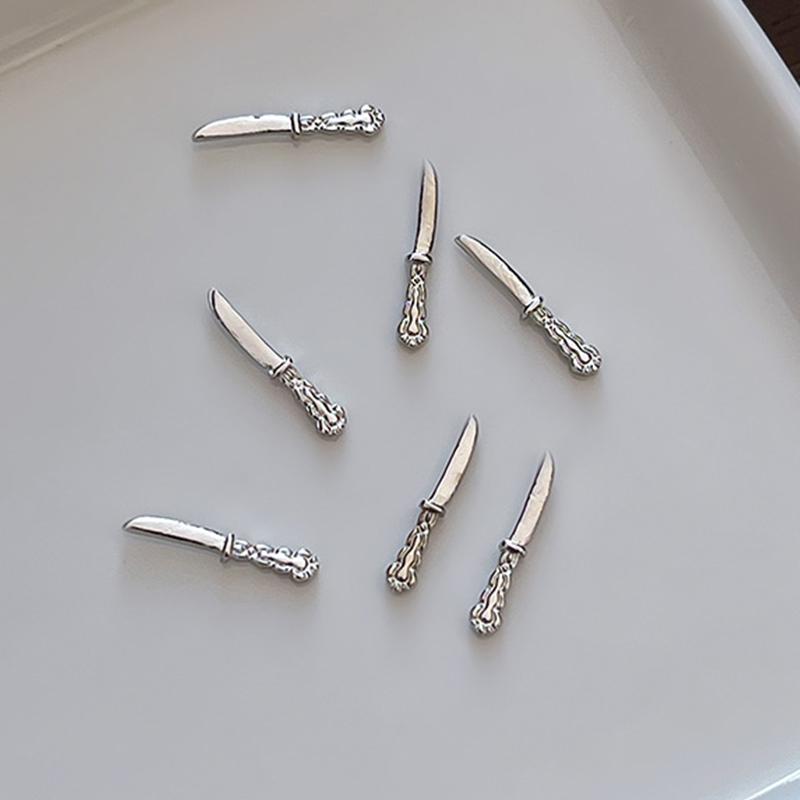 

10Pcs 3D Spoon Fork Nail Art Ornament Diy Craft For Acrylic Nail Decoration Gold Silver Unique Shape Diy Charms Jewelry Manicure G