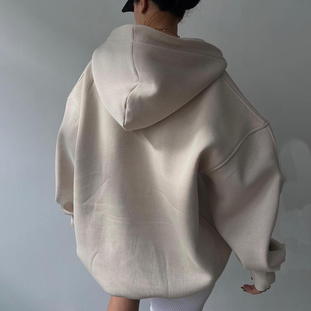 Damen Langarm Kapuzenpullover V-Ausschnitt Lockere Pullover Damen Tops Einfarbig Sweatshirts