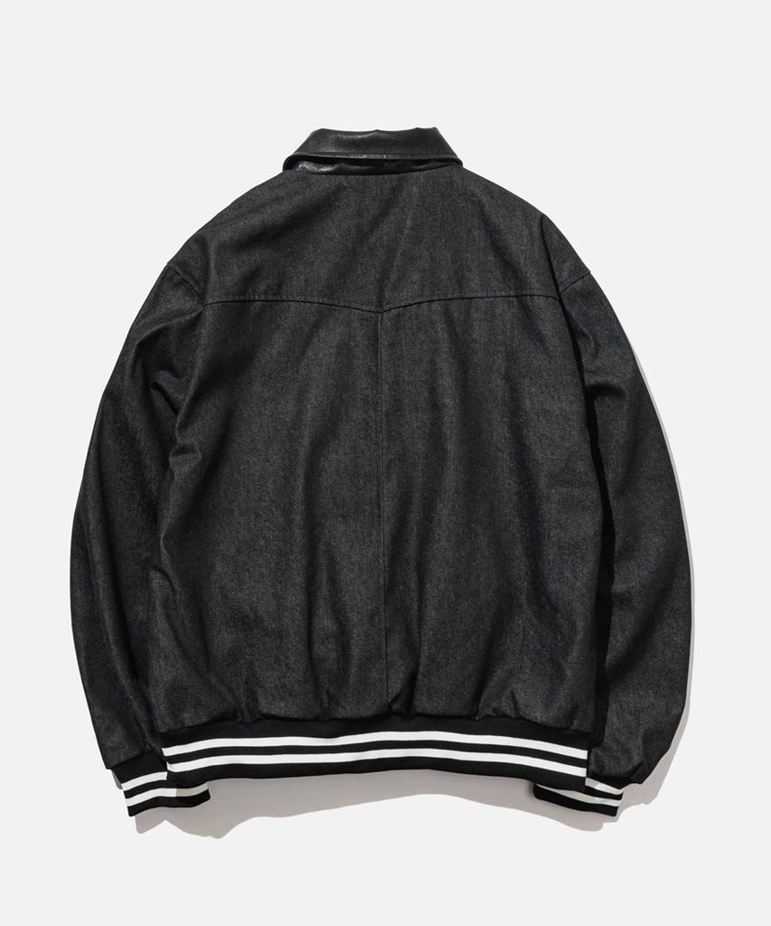 Vastic Leather Collar Logo Varsity Jacket_Black