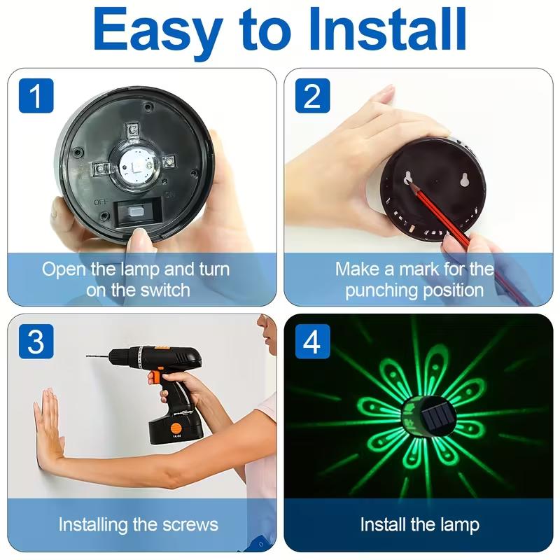 2/4PCS Solar Shadow Wall Lights Waterproof Warm White/RGB Solar Projection Lights Outdoor Garden Lamp for Lawn Patio Fence Decor