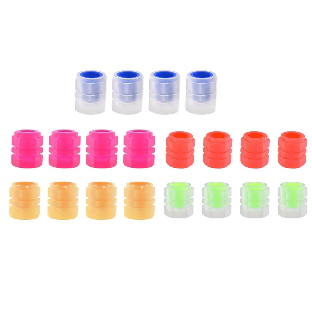 4pcs Universal American Fluorescent Luminous Tire Valve Stem Covers Car Tire Valve Cap Green /Yellow/Blue/Red Luminous Valve Cap