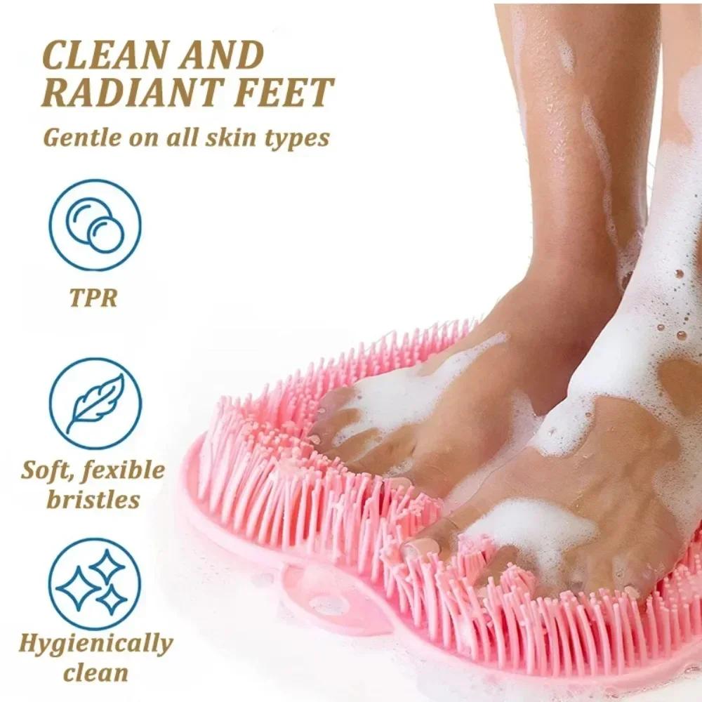 New Exfoliating Shower Massage Scraper Bathroom Non-slip Bath Mat Back Massage Brush Silicone Foot Wash Cleaning Bathing Tool