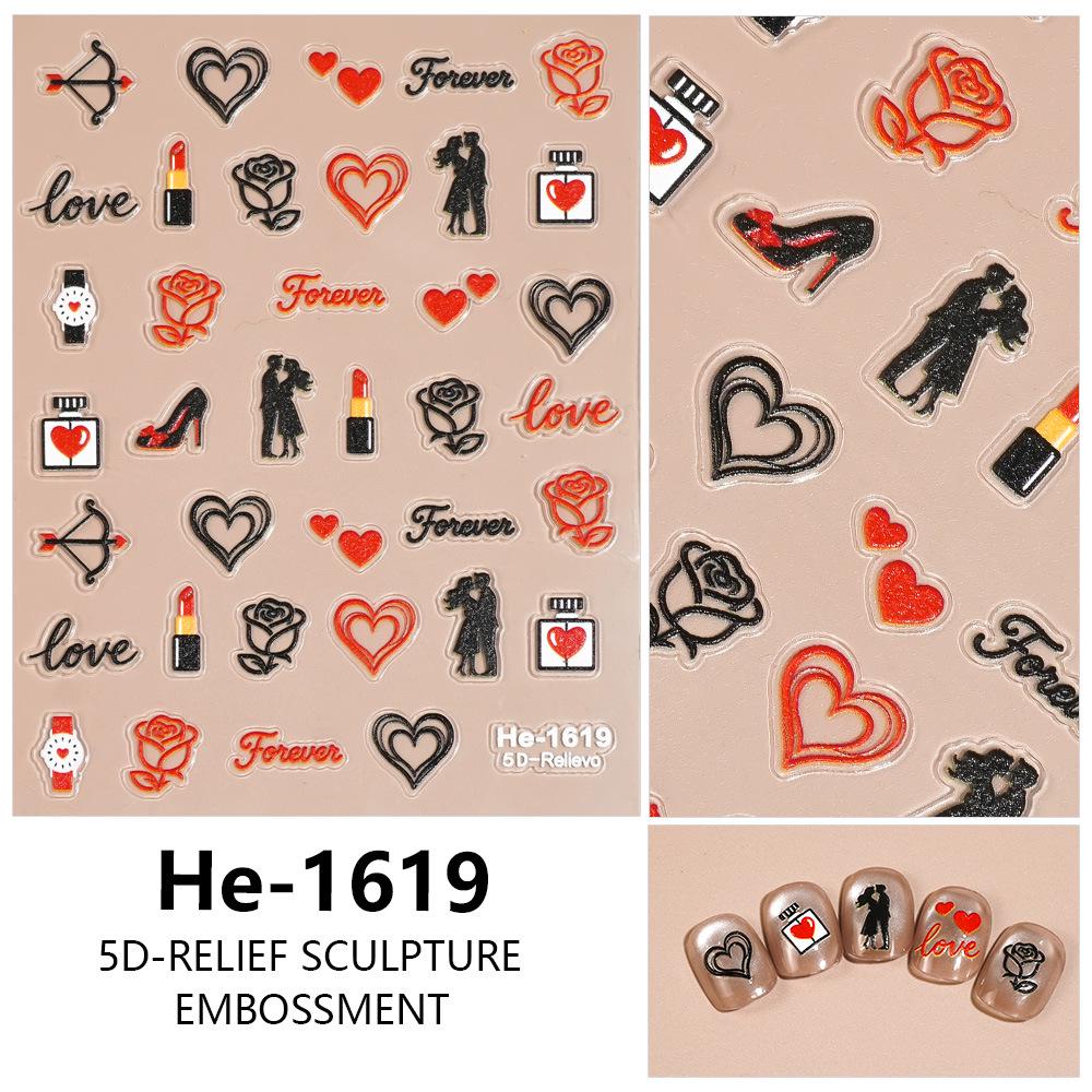 Redanco 5D Valentine s Day Soulmates Embossed Nail Stickers 3D - He1619
