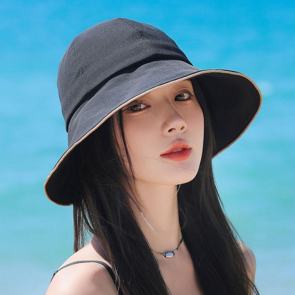 Breathable Women Bucket Hat Wide Brim Summer Beach Hat Fashion Sun Hat