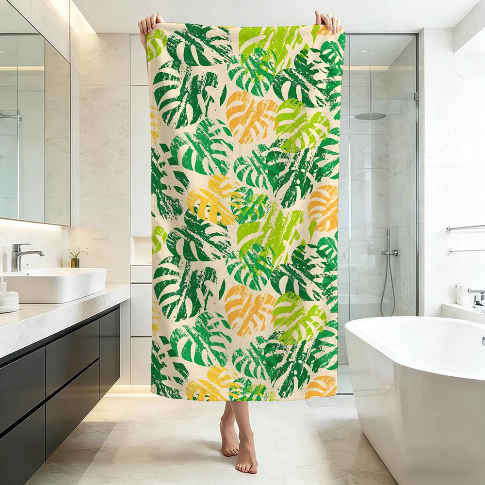 Fresh T-Tropical Monstera LeafS Towel Five-Star Hotel Quality Eco-Friendly Ultra Soft Thick Towels & Beach Towels